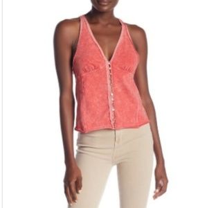 Women's Pink Button-Down Top